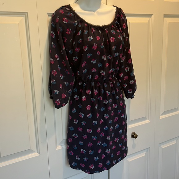 Rebecca Taylor Navy Blue Floral Dress Size 4 - Picture 3 of 10